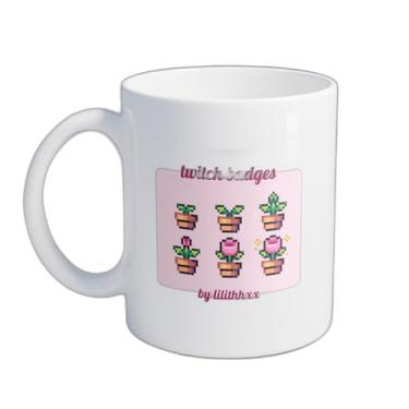 Imagem de Caneca Xícara de Café Porcelana 300ml Insignias de Flores do Twitch Pixel