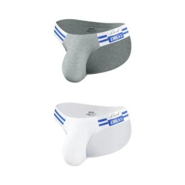 Imagem de Cuecas Masculinas De Algodão Listradas Azul Marinho, Modelo Biquíni Tr