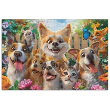 Imagem de Quebra-cabeça de animais fofos para cães, 500 peças para adultos, elefantes brancos, presentes, arte, quebra-cabeça, brinquedo, arte