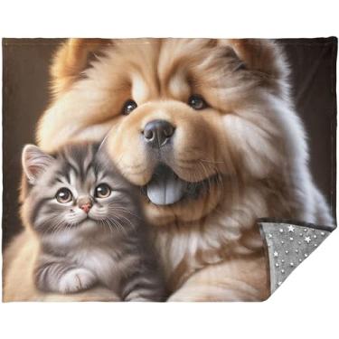 Imagem de TSENQUE Cobertores Chow Chow para cães e gatos 177,8 cm x 139,7 cm mantas mais macias para sofá cobertor xadrez personalizado decorativo
