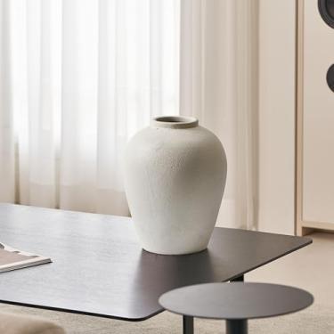 Imagem de LB2 Vaso grande de cerâmica branca, vaso estilo zen de 30 cm de altura, vaso de terracota, decoração de casa de fazenda envelhecida, flor decorativa de cerâmica para decoração de casa (KN-001)