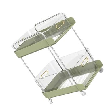 Imagem de GLOGLOW Suprimentos de Armazenamento Em Aço, Carrinho Utilitário Móvel de 2 Camadas para Armazenamento de Cozinha, Carrinho de Rolamento para Uso Doméstico e de Escritório, Nan Inoxidável (Verde