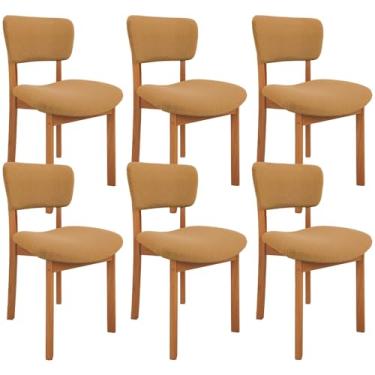 Imagem de Kit 06 Cadeiras Para Sala de Jantar Cozinha Living Estofada Dara L02 Bouclê Mostarda - Lyam Decor