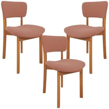 Imagem de Kit 03 Cadeiras Para Sala de Jantar Cozinha Living Estofada Dara L02 Suede Rosê - Lyam Decor