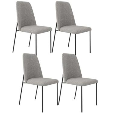 Imagem de Kit 04 Cadeiras Decorativa Estofada Para Sala De Jantar Bella L02 Linho Cinza Escuro - Lyam Decor