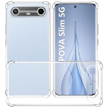 Imagem de USTIYA Capa para Tecno POVA Slim 5G TPU transparente quatro cantos capa de proteção de grau militar transparente macia
