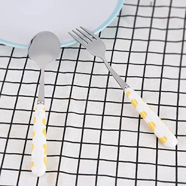 Imagem de GLOGLOW Conjunto de Talheres Conjunto de Talheres de Aço Inoxidável para Crianças, 2 Peças para Crianças, 2 Peças Com Caixa de Armazenamento, Garfo e Colher, Design Espesso, de 7,60 Polegadas