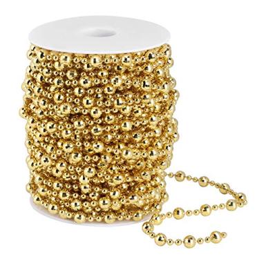 Imagem de GLOGLOW Cortina 20m, Material ABS, Ouro e Prata, Decorativa Brilhante para árvore de Natal, Casamento, Projetos DIY, Corda de Pérola Falsa, Nan (Ouro)