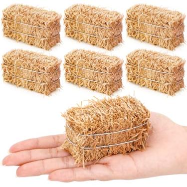 Imagem de JarThenaAMCS 8 Pçs Mini Fardos de Feno Pequenos Fardos Decorativos de Palha para Ação de Graças Colheita de Outono Natal Presépio Artesanato Casa de Bonecas Fazenda Decoração de Mesa de Festa de