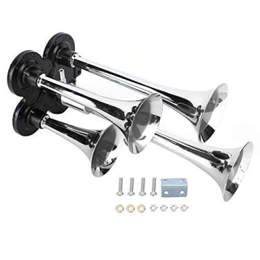 Imagem de Buzina de Ar de Caminhão com Quatro Trombetas Compacta de 12V 130dB para Carro, Caminhão, RVs, Trem