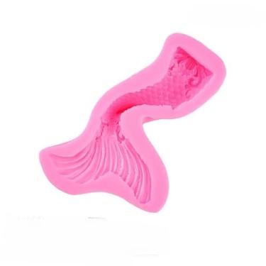 Imagem de Molde de silicone de cauda de sereia 3D para fondant de chocolate DIY e decoração de bolos, variante rosa