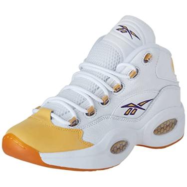 Imagem de Reebok Tênis de basquete masculino Question Mid, Fio branco/amarelo/ultra violeta, 43