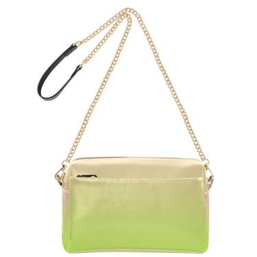 Imagem de Joitme Bolsa tiracolo feminina para celular, linda bolsa de ombro de couro sintético com alça de corrente, rosa, verde, amarelo, gradiente