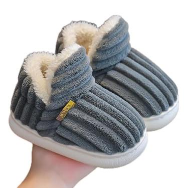 Imagem de Pantufas unissex infantis para meninos e meninas quentes de inverno para uso interno/externo para crianças pequenas, Cinza, 8-8.5 Little Kid
