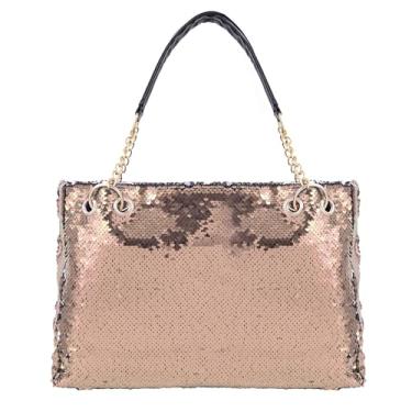Imagem de ZLM BAG US Bolsa feminina de ombro com lantejoulas brilhantes de grande capacidade bolsa de compras brilhante bolsa de mão, X - ouro, One Size