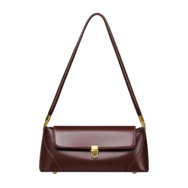 Imagem de Bolsa de ombro vintage para mulheres pequena moderna bolsa Hobo bolsa de couro genuíno para roupas diárias e viagens, Marrom vermelho