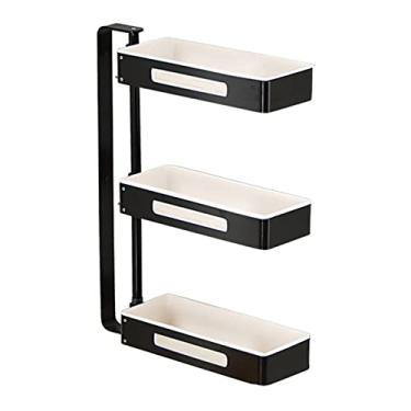 Imagem de Prateleira de banheiro de 3 níveis, suporte de parede, prateleiras flutuantes, prateleiras de armazenamento montadas na parede para cozinha, banheiro, prateleiras flutuantes pretas