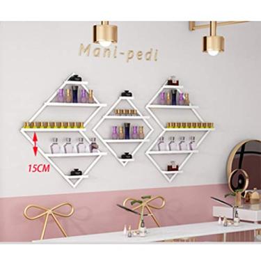 Imagem de Prateleiras flutuantes de metal montadas na parede, prateleiras flutuantes, expositores de esmalte de metal para parede, organizador de óleos essenciais, prateleira montada na parede, suporte de