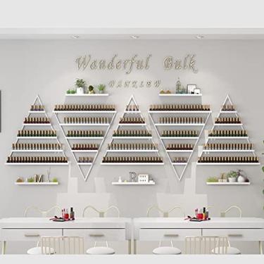 Imagem de Prateleiras de armazenamento de esmalte de parede de metal para produtos domésticos, caixa de armazenamento de esmalte de ferro forjado de 5 camadas, prateleira de exibição triangular com combinação