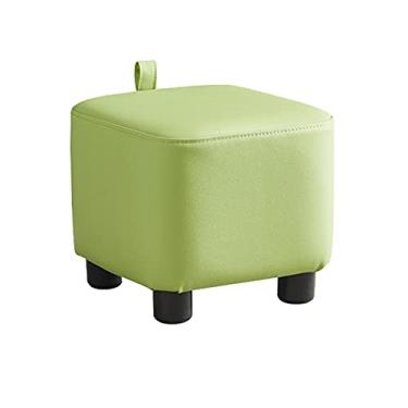 Imagem de Banqueta de apoio para os pés/apoio para os pés quadrado couro PU otomano apoio para os pés casa sala de estar quarto apoio para os pés banco de descanso banquinho para pés (cor: amarelo) (branco)