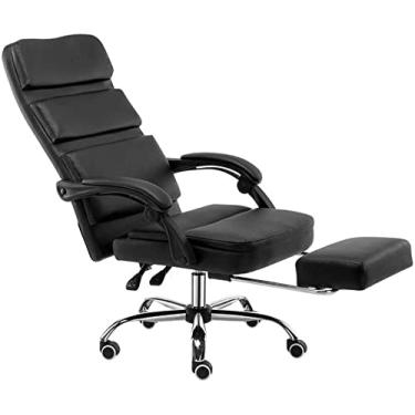 Imagem de Cadeira de escritório cadeira executiva reclinável para computador cadeira de mesa de jogos de couro PU com encosto alto com apoio para os pés Cadeira de escritório ergonômica Beacapacity: 150 kg rosa