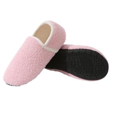 Imagem de Pantufas femininas macias e encaracoladas masculinas fechadas nas costas, rosa, 11-12 Women/9.5-10.5 Men