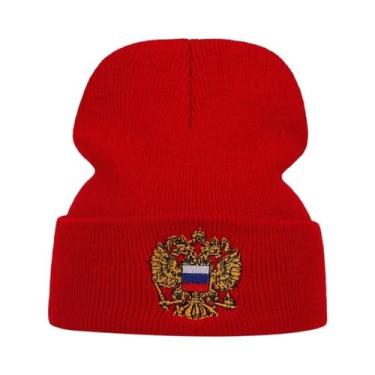 Imagem de Unissex bandeira russa padrão bordado gorros outono inverno quente gor