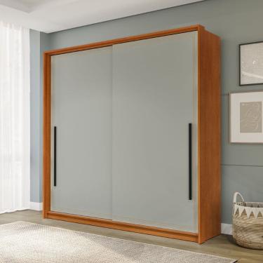 Imagem de Guarda Roupa Roupeiro 2 portas de correr 2 gavetas Valência Freijó Verde Politorno Móveis