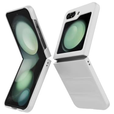 Imagem de BonYonka Capa para Samsung Galaxy Z Flip 5, capa rígida de policarbonato fino, capa protetora para celular antiarranhões à prova de choque, branca