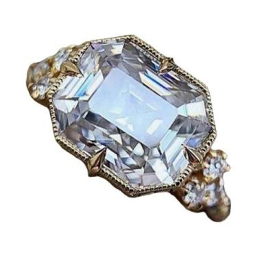 Imagem de Anéis De Noivado E Casamento Em Cristal Dourado CZ Para Mulheres, Joia