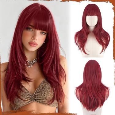 Imagem de Sofeiyan Peruca com Bangs para Mulheres Perucas Longas Históricas com Franja Sintético Resistente ao Calor Natural Cabelo Fibra Indulgente Perucas Longas Retas com Franjas para Festa de Halloween 60