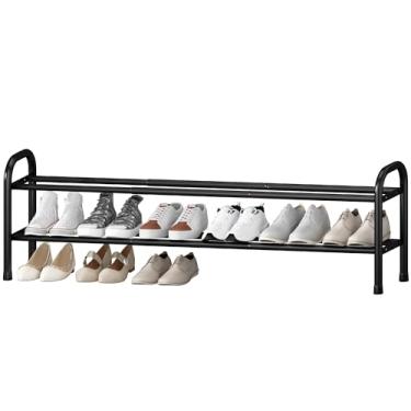 Imagem de STO STO Sapateira expansível longa, organizador de sapatos de metal de 2 camadas para armário, armazenamento ajustável de até 18 pares para entrada da porta da frente, organizador independente para