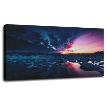 Imagem de Ice Wall Art Fudra Impressão em tela Pôster Frozen Lake para casa conjunto de 1 decorações com moldura 50,8 cm x 30,5 cm