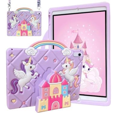 Imagem de YeaQuelior Capa infantil para iPad Mini 7ª (A17 Pro)/6ª geração, iPad Mini 7/6 8,3 polegadas 2024/2021, capa adequada para crianças com alça/suporte/alça de ombro