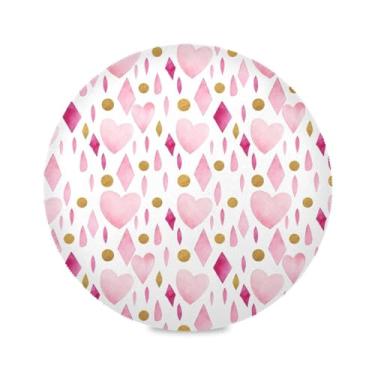 Imagem de Wassud Jogo americano tapetes redondos corações diamantes para cozinha e jantar tapetes laváveis resistentes ao calor decoração de mesa 39 cm