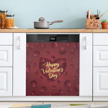 Imagem de ATTX Capa magnética para lava-louças de pétalas de rosa dos namorados | Adesivo decorativo de eletrodomésticos de 58 x 66 cm para armários domésticos e eletrodomésticos #441