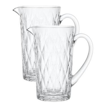 Imagem de Kit 2 Jarras Vidro Diamante Transparente 1 Litro Agua Suco Drink - DON