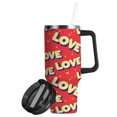 Imagem de ATTX Copo retrô de 850 g com alça, copo de aço inoxidável a vácuo de parede dupla com palha, caneca de café de viagem isolada #459