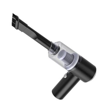 Imagem de Aspirador De Pó Portátil Para Carro E Casa Recarregável Por USB Preto/Branco 2000mAh, Ideal para Famílias com Crianças, Proprietários de Veículos e Amantes de Limpeza(Preto)