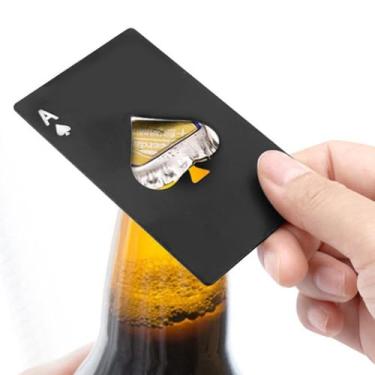 Imagem de Ace Of Spades Abridor de garrafas tamanho cartão de crédito abridor de tampa portátil aço inoxidável abridor de lata
