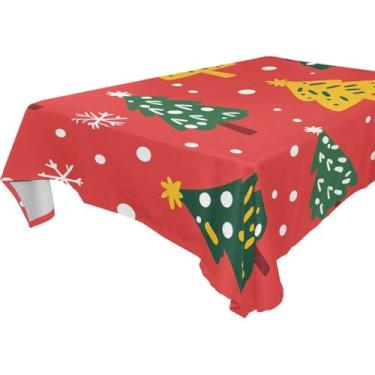 Imagem de Blueangle Toalha de mesa de árvore de Natal – Toalha de mesa retangular de poliéster impermeável e resistente a manchas para ambientes internos e externos, 152 x 304 cm (322)