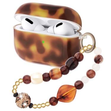 Imagem de Casililor Capa estética para Airpods Pro 2 com pingente de chaveiro fofo compatível com Airpod Pro 2ª geração (2022), capa para meninas e mulheres, leopardo amarelo