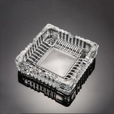 Imagem de Cinzeiro de vidro quadrado, 10 cm, caixa, bandeja decorativa multiuso para uso interno (transparente)