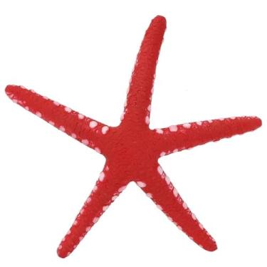 Imagem de Chiffonade Ornamento de estrela do mar de plástico luminoso de 10,4 cm que brilha no escuro, simulação flutuante, estrela do mar, decoração de aquário para aquário (vermelho)