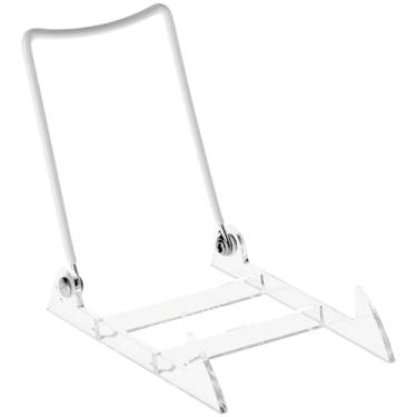 Imagem de Gibson Holders Pacote com 12 suportes de exibição grande 3PL para placas, pratos, China, utensílios, decoração de casa, arte e mais – Base transparente/fio branco