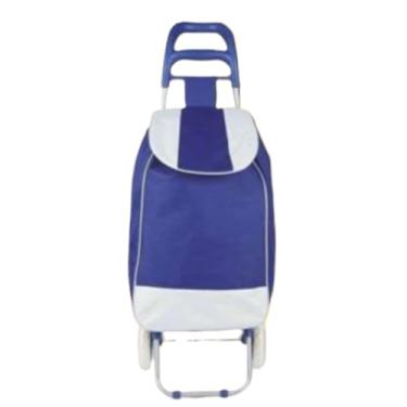 Imagem de Carrinho de Compras Dobrável com Rodinhas até 30kg Multiuso para Feira e Supermercado Estampado Resistente(AZUL)