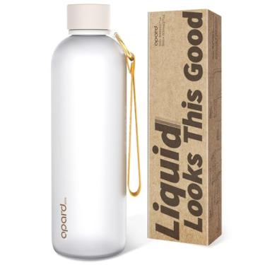 Imagem de Opard Garrafa de água fina de 765 g, lavável na lava-louças, garrafa de água de plástico livre de BPA, tampa de rosca à prova de vazamento, branco creme, reutilizável para viagens, escola, esportes
