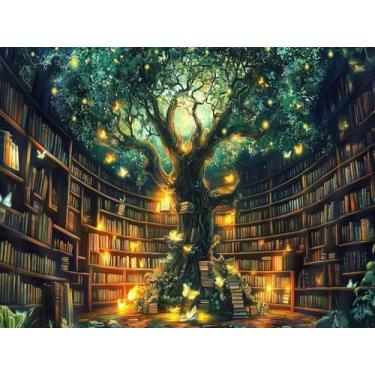 Imagem de ARPADAMO Kits de arte de diamante para adultos, pintura de diamante 5D árvore da vida livros DIY arte de diamante kits de pintura de diamante para adultos, diamantes redondos completos, kits de arte