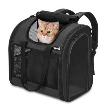 Imagem de Pecute Mochila para gatos com espaço interior alargado, mochila para cães atualizada com várias maneiras de transportar, mochila para animais de estimação com malha respirável, bolsa de transporte