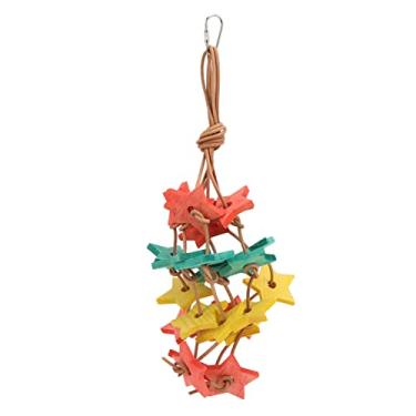 Imagem de Ainoli pássaro estrela de madeira brinquedo resistente à mordida papagaio estrela de madeira brinquedo de mascar para periquitos periquito calopsita lovebird (Cor)